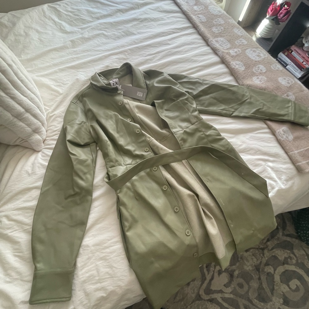 Free People Green Faux Leather Dress